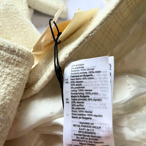 NWT SANDRO TRUMAN TWEED BELTED BLAZER JACKET IN ECRU - Picture 10 of 10